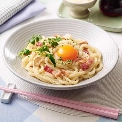 カルボナーラ釜玉風うどん